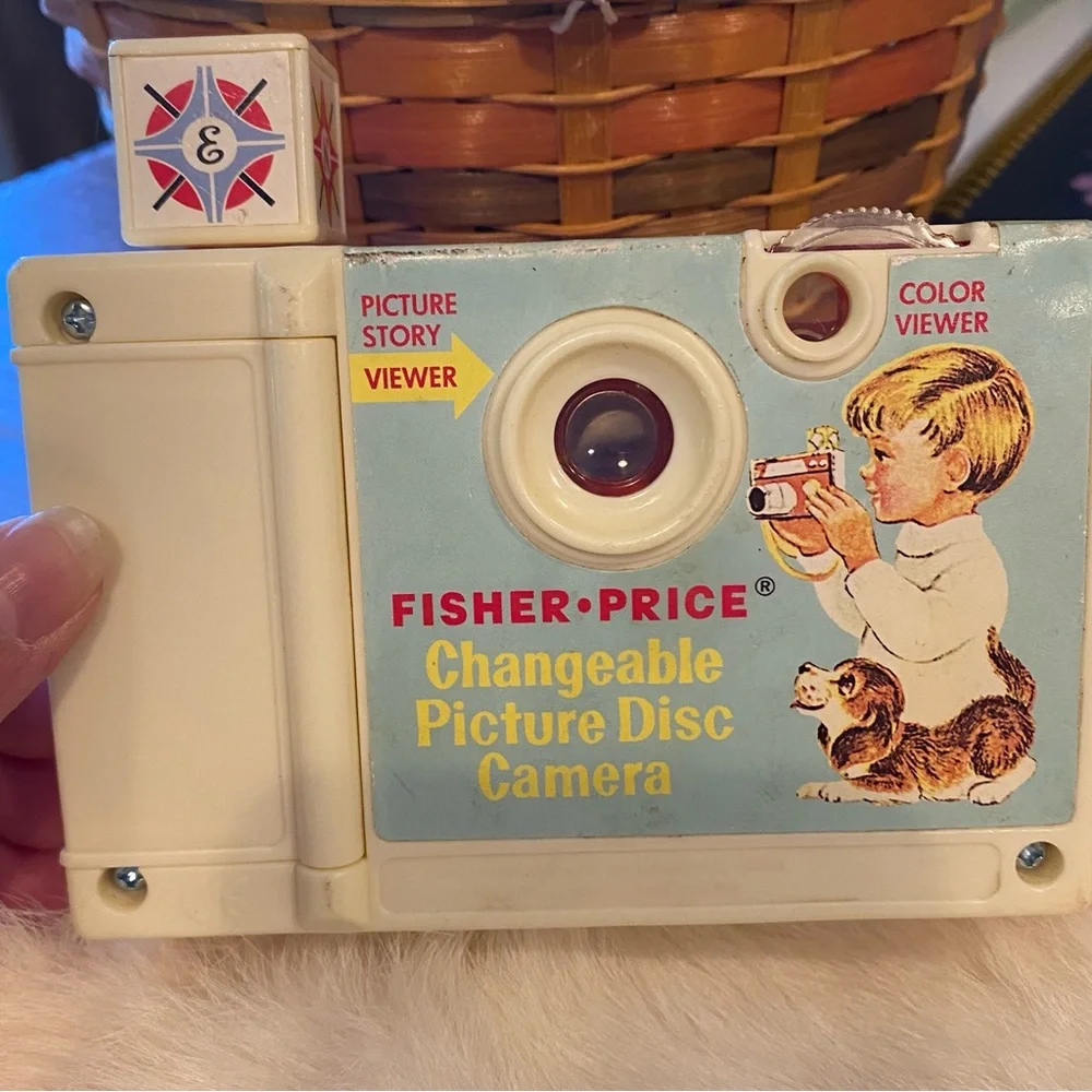 Fisher-Price Vintage White and Blue Picture Disc Camera